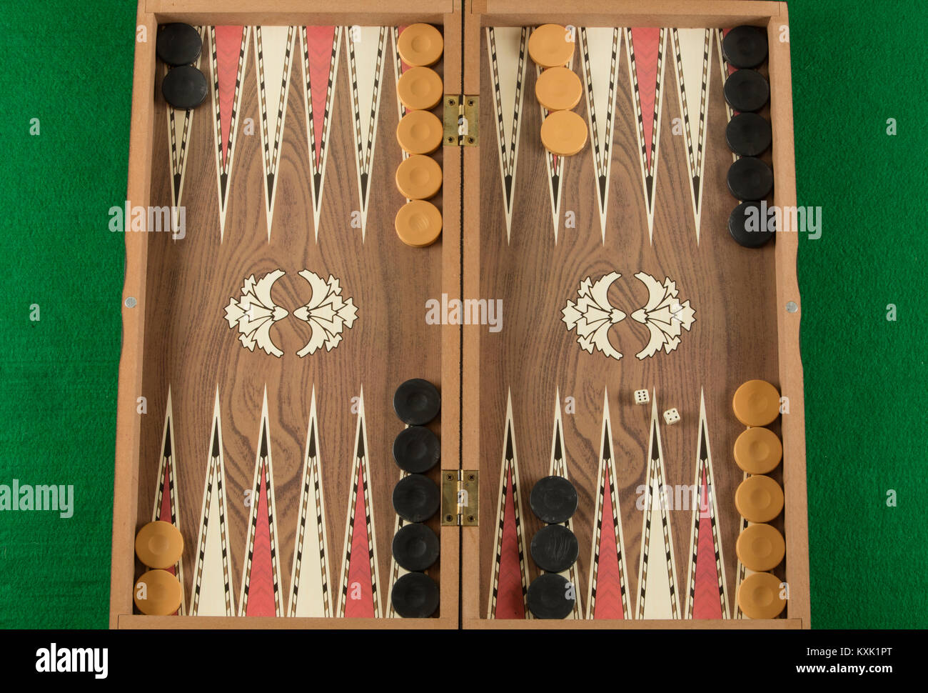 detail of a backgammon game with two dice close up Stock Photo - Alamy
