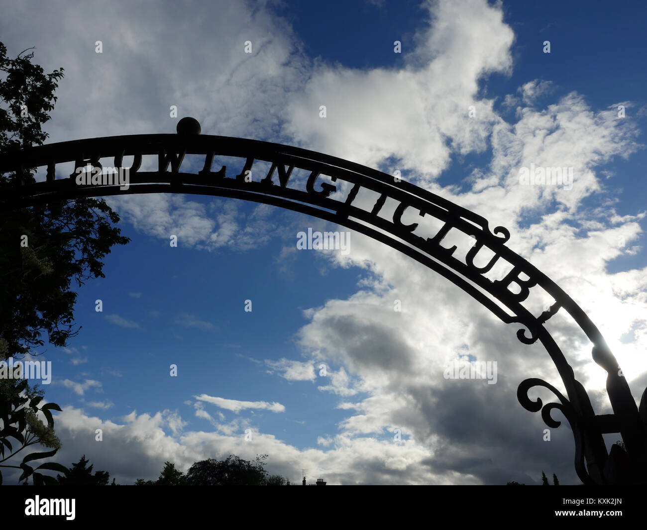 Sign over entrance to Perth Bowling Club, North Inch, Perth, Scotland Stock Photo