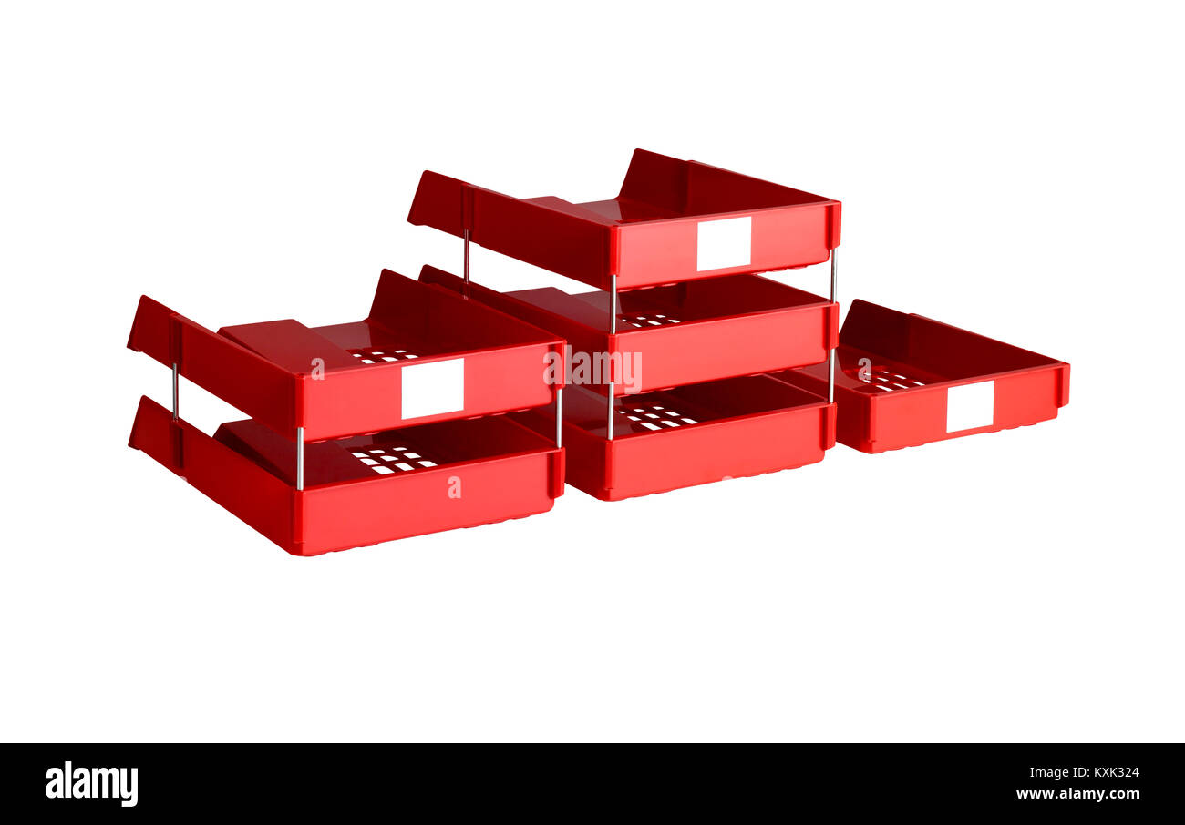 A cut out shot of three desk in trays Stock Photo