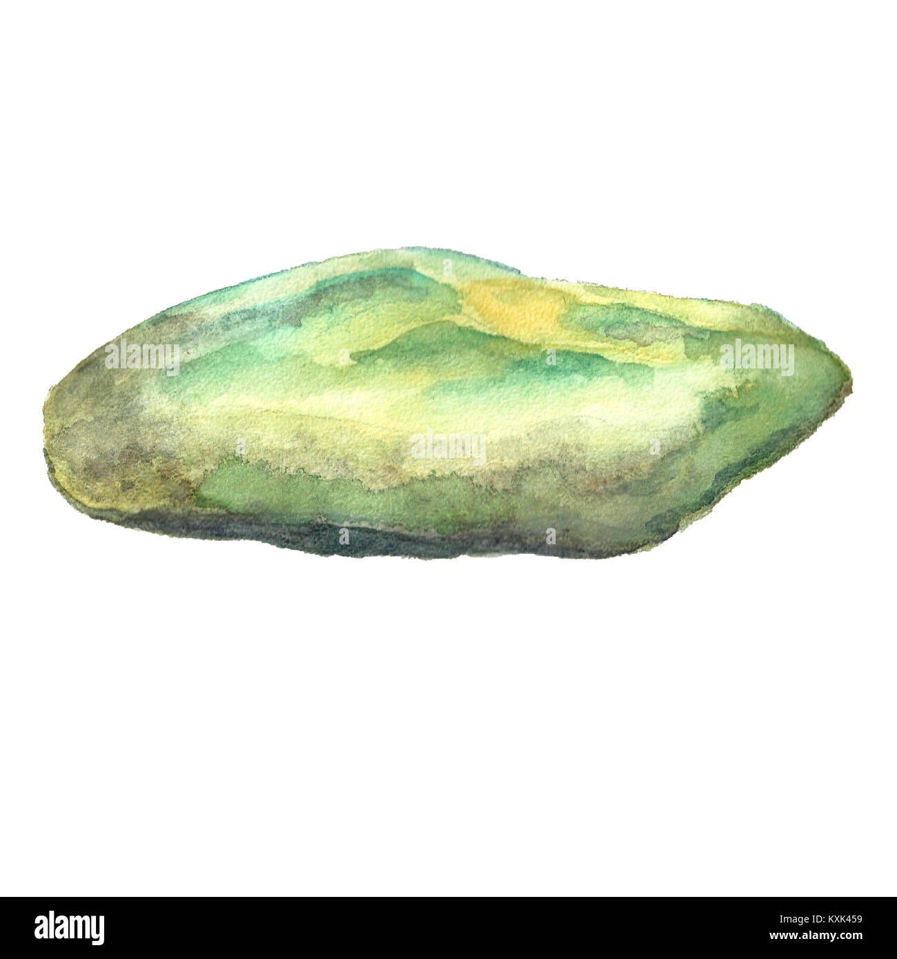 Watercolor image of a stone. Sea stone. Stock Photo