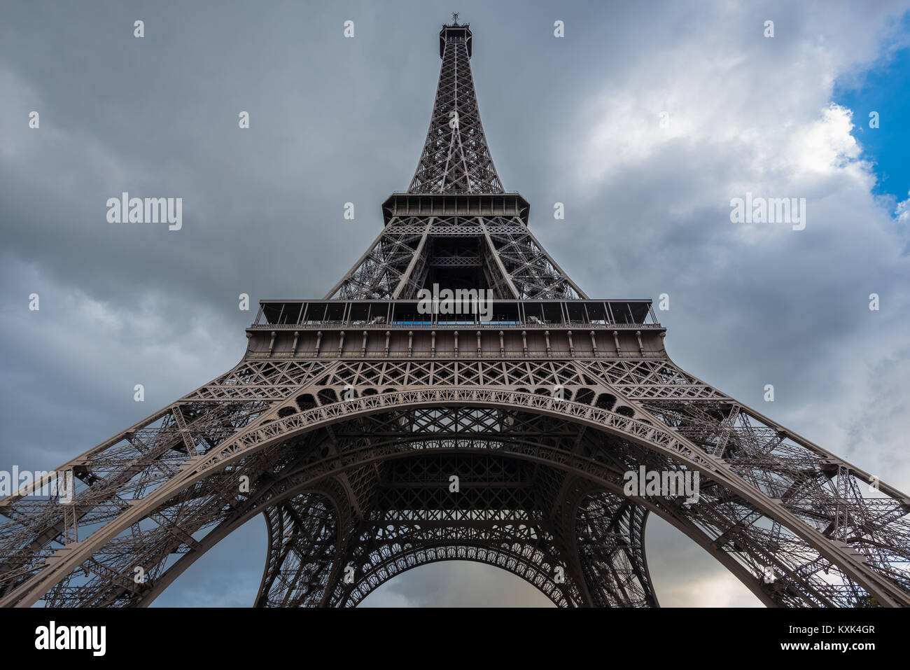 The Eiffel Tower (La tour Eiffel) on the Champ de Mars in Paris, France Stock Photo