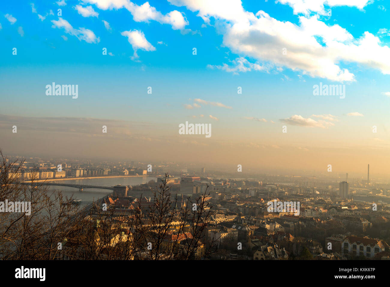 Aerial view downtown riverside city dusk hi-res stock photography and ...