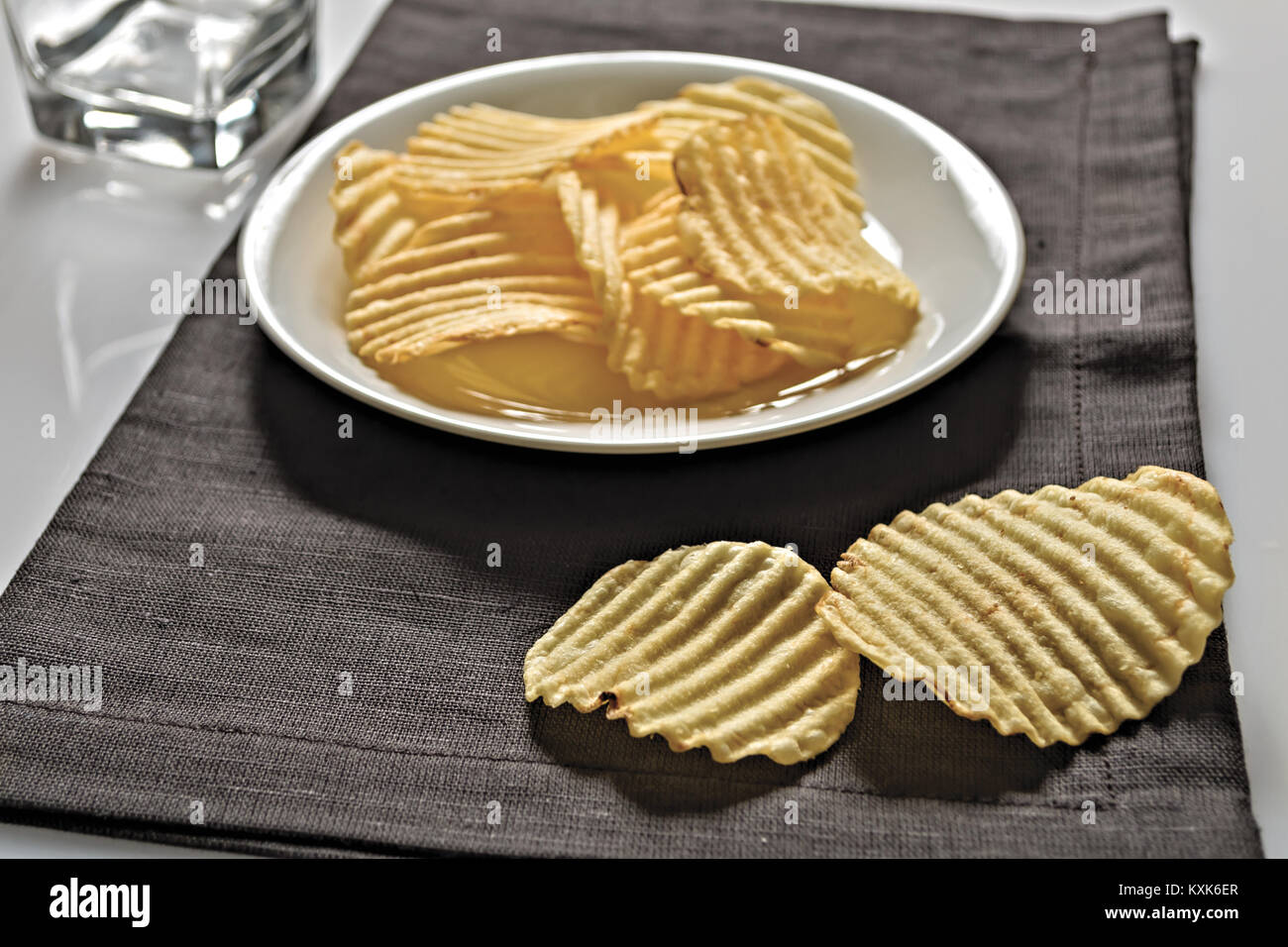 potato chips fire behind Stock Photo Alamy