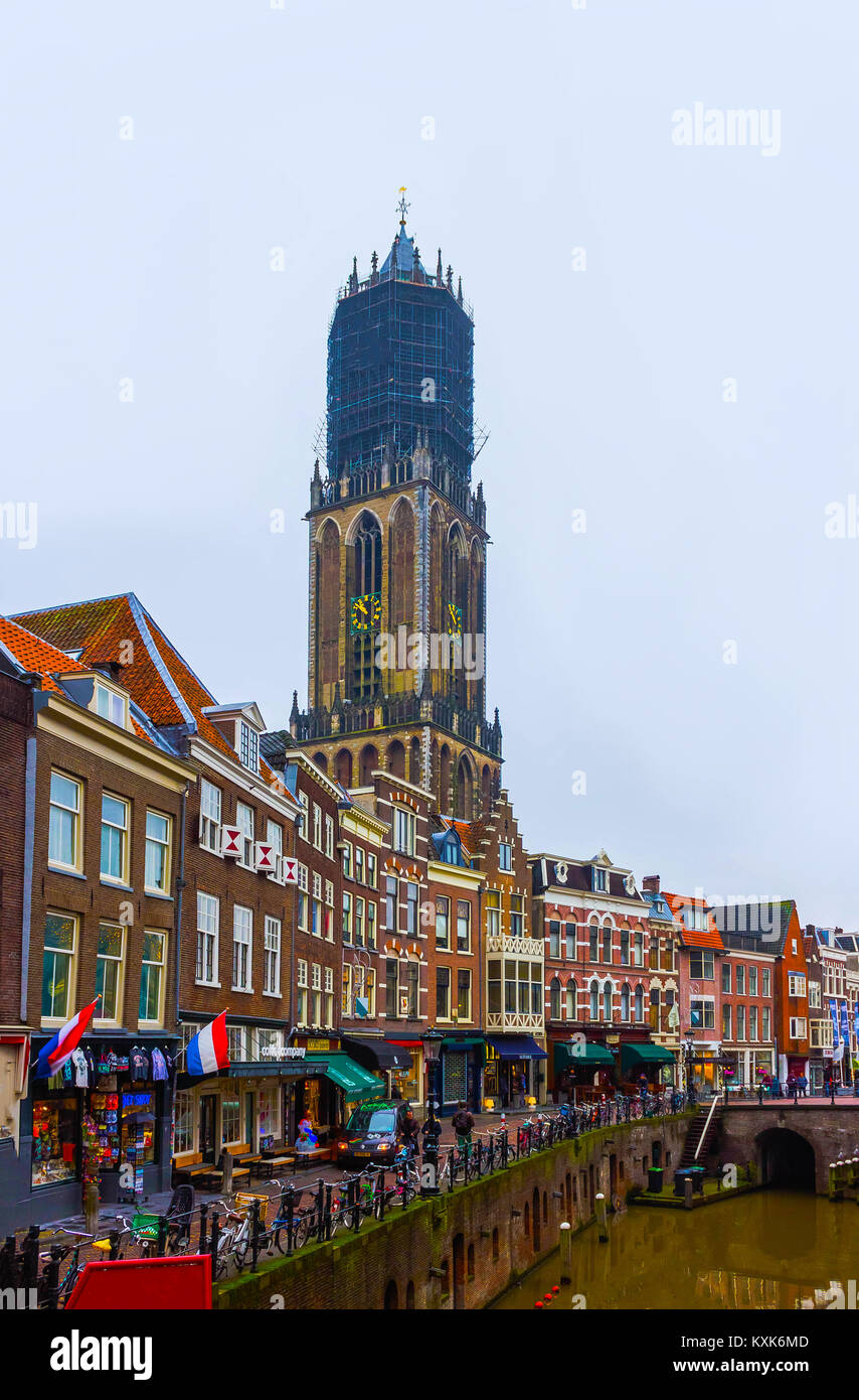 Utrecht, Netherlands December 15, 2017 Street with historic houses