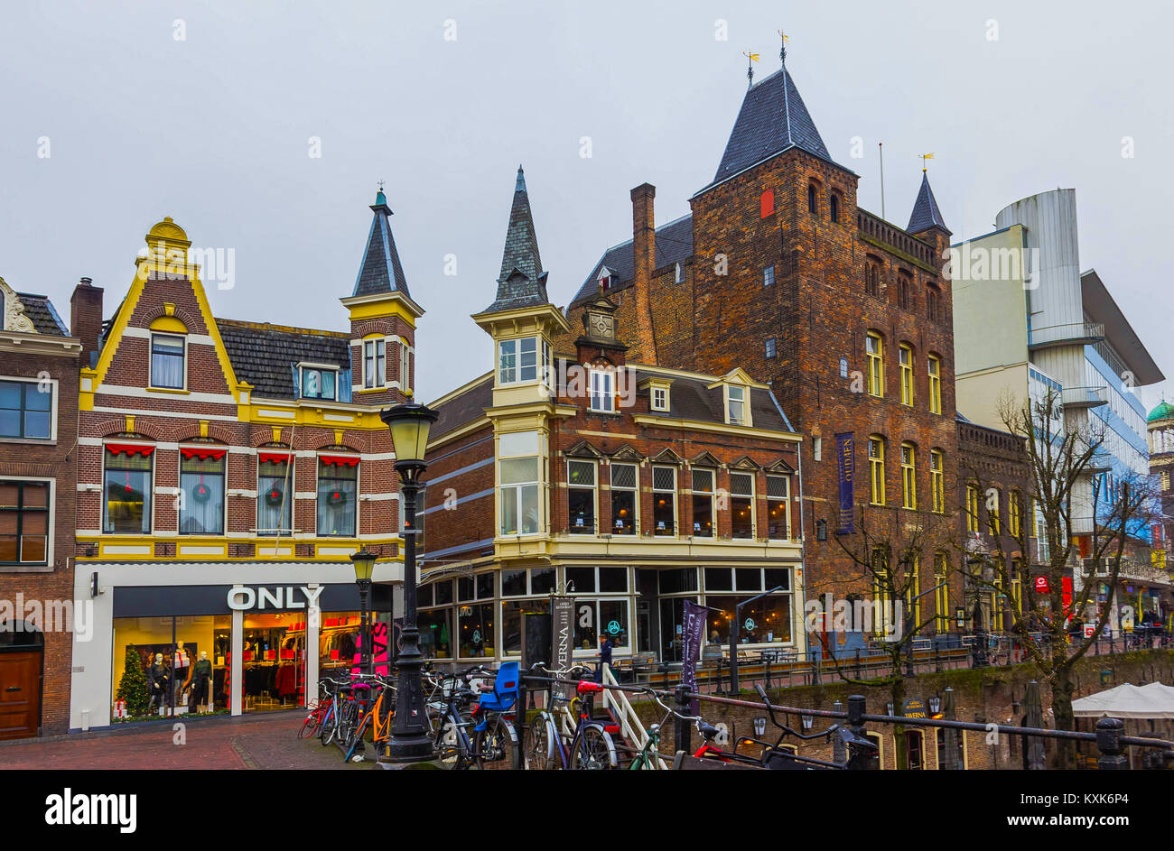 Utrecht, Netherlands December 15, 2017 Street with historic houses