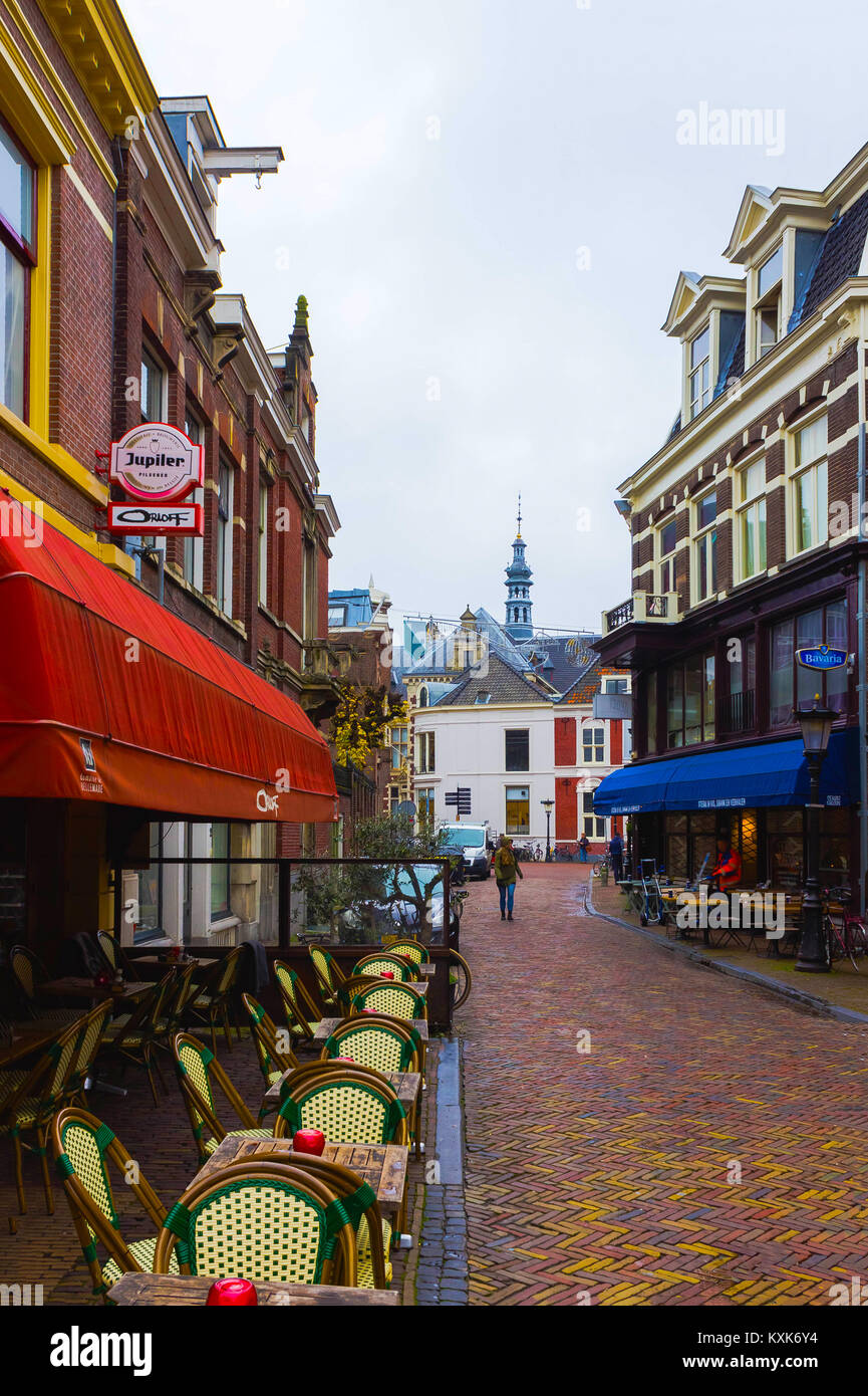 Utrecht, Netherlands December 15, 2017 Street with historic houses