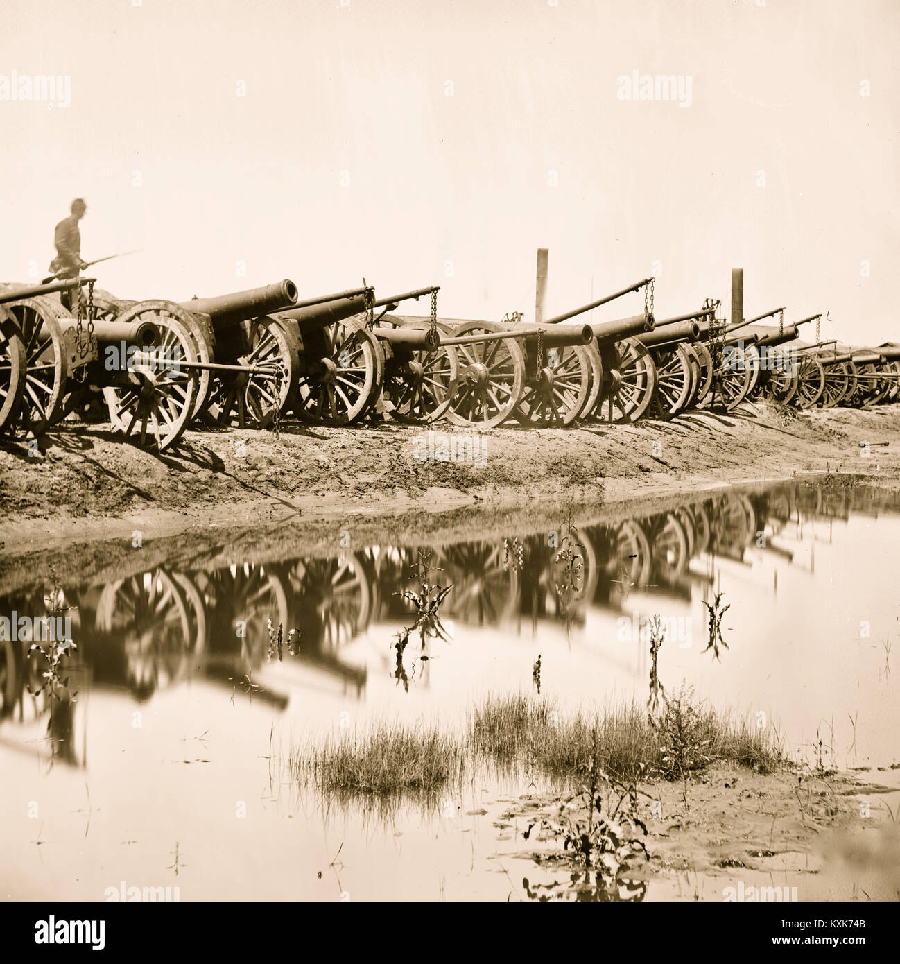 Captured siege guns at Rocketts Stock Photo