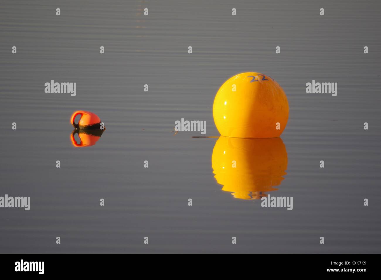 Yellow Mooring Buoy on the Calm Water of the Exe Estuary at High Tide