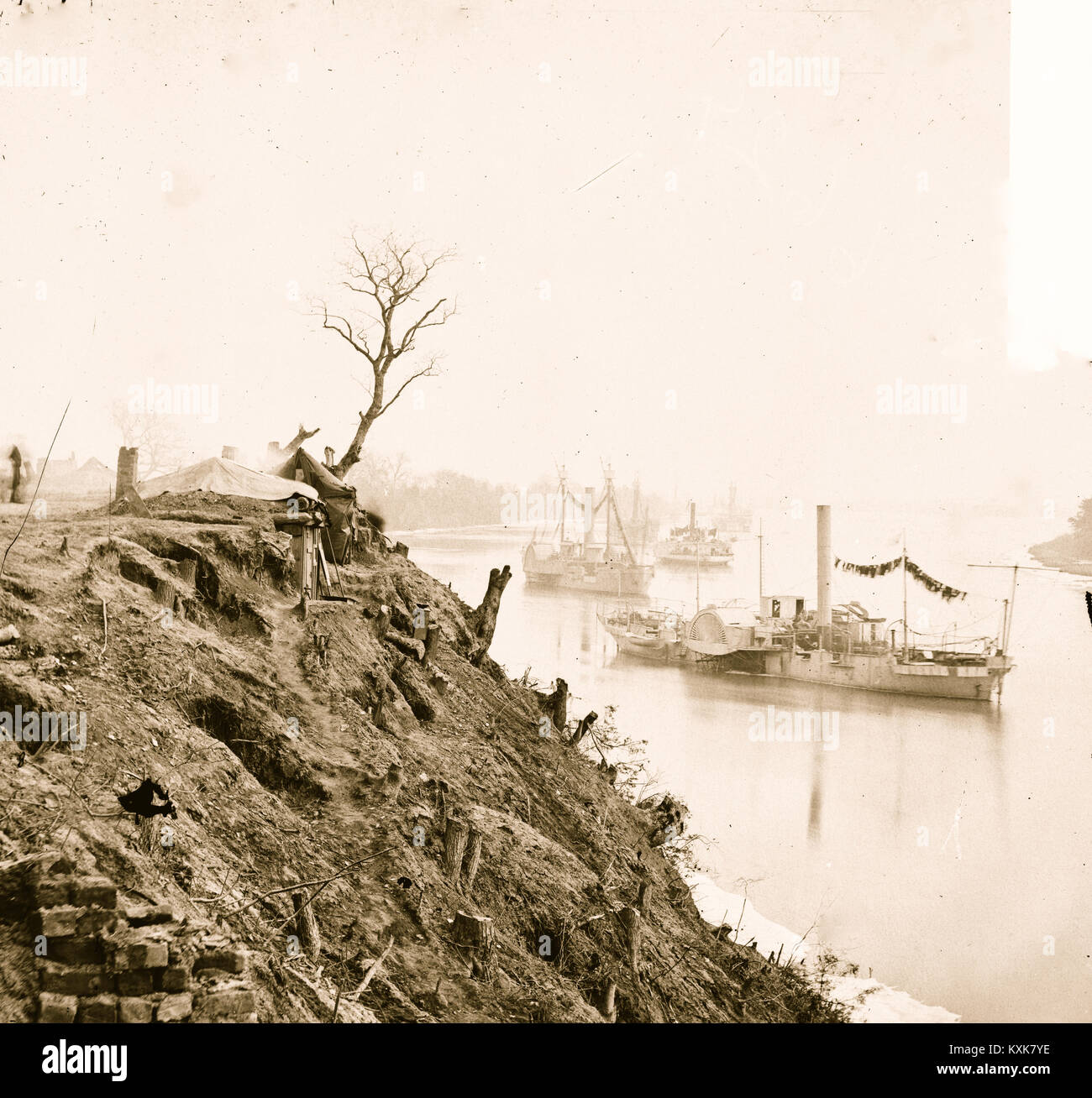 Appomattox River, Virginia. Boat on the Appomattox River Stock Photo