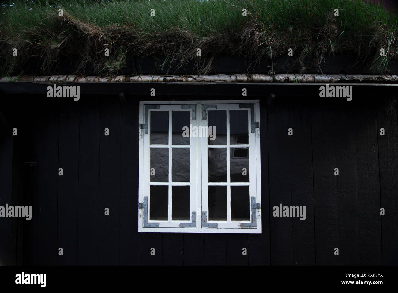 Window on faroe island house Stock Photo