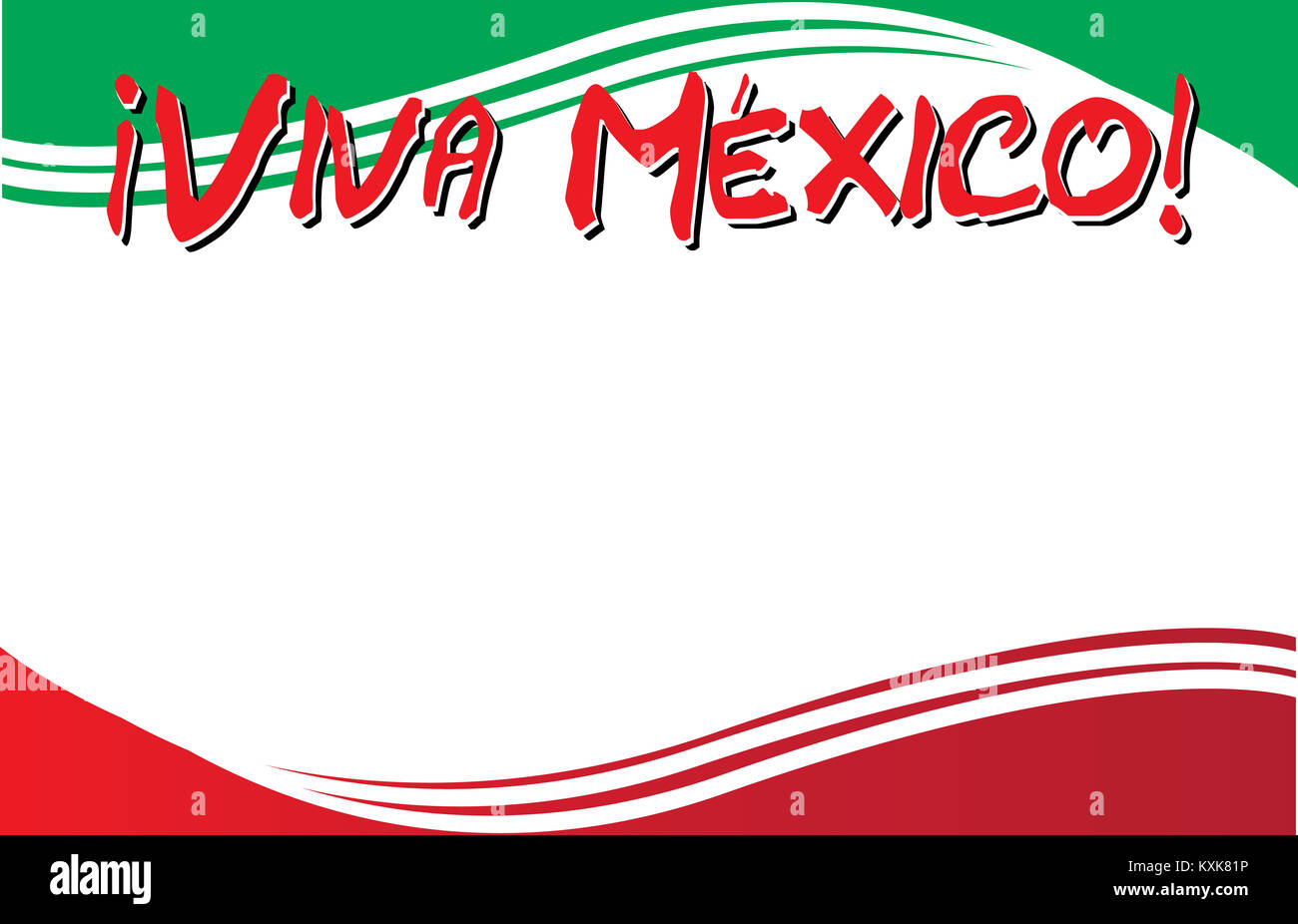 Viva Mexico with Mexican Flag Border Postcard Stock Photo