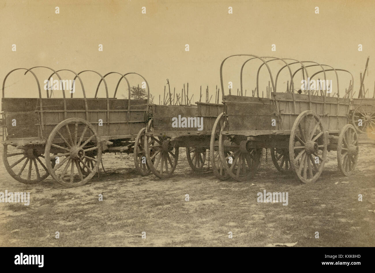Three wagons used for army supplies in Civil War Stock Photo Alamy