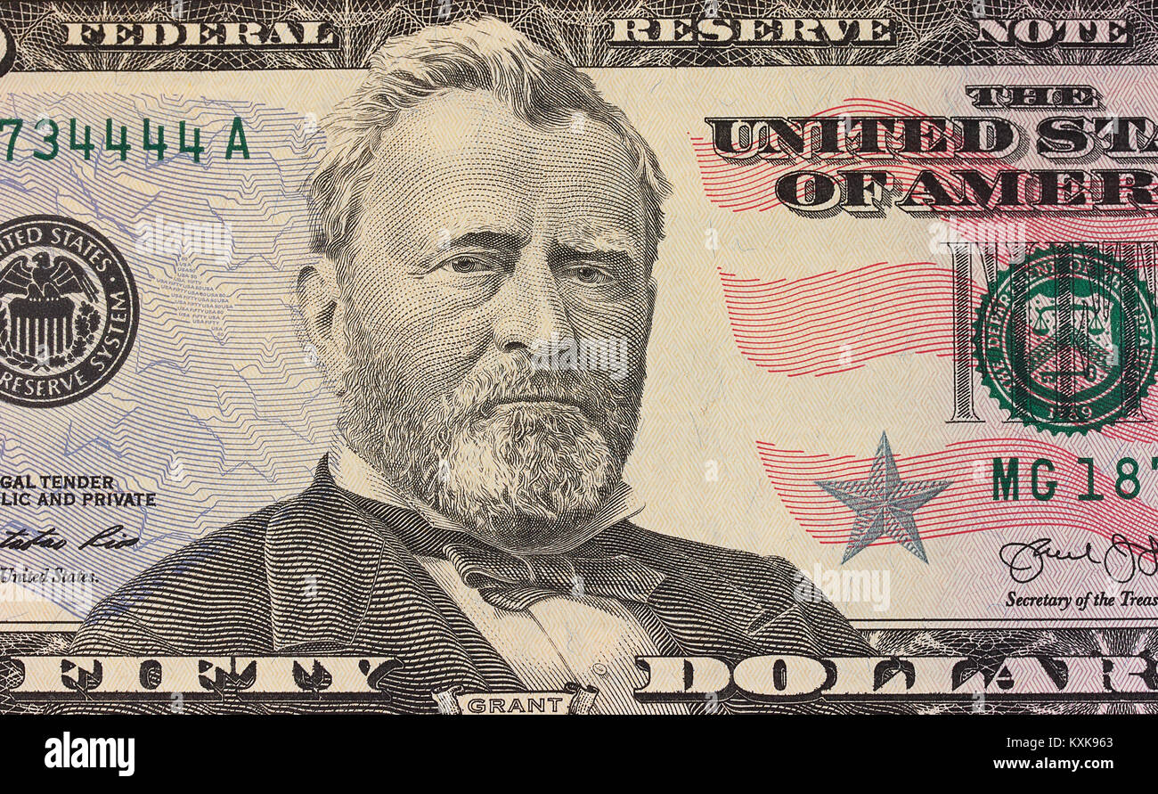 Ulysses Grant portrait on 50 dollar note Stock Photo Alamy