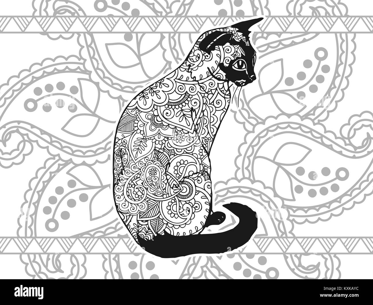 Black And White Hand Drawn Doodle Animal Paisley Adult Stress Release Coloring Page Zentangle Vector Stock Vector Image Art Alamy
