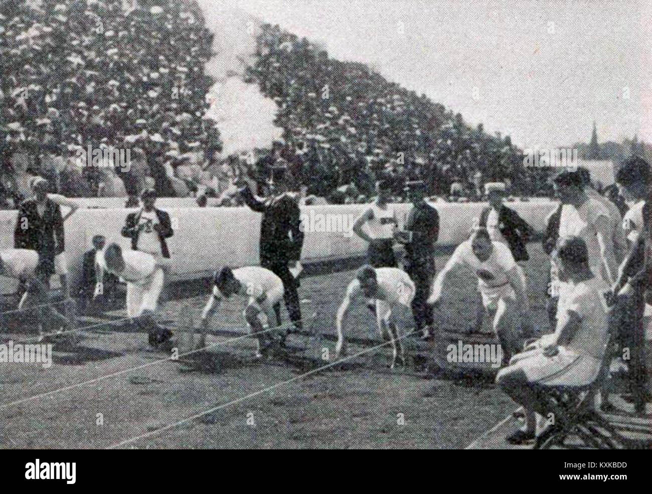 Archie Hahn, seated, winner of the 100 meters at the 1906 Athens ...