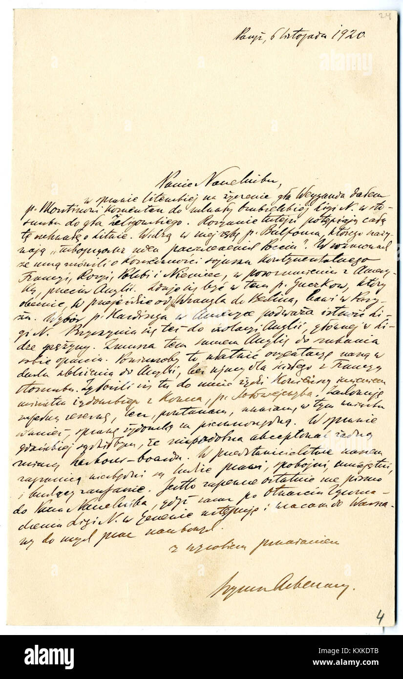 Askenazy, Szymon - List Szymona Askenazego do Józefa Piłsudskiego - 701-001-034-004 Stock Photo