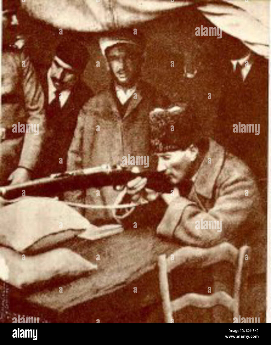Atatürk in target practice, 1922 Stock Photo