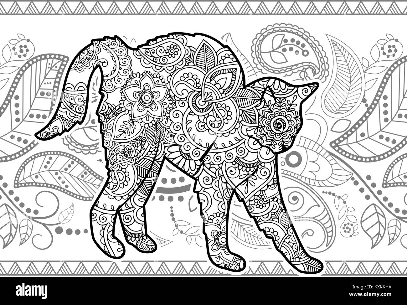black and white hand drawn doodle animal paisley adult stress release ...
