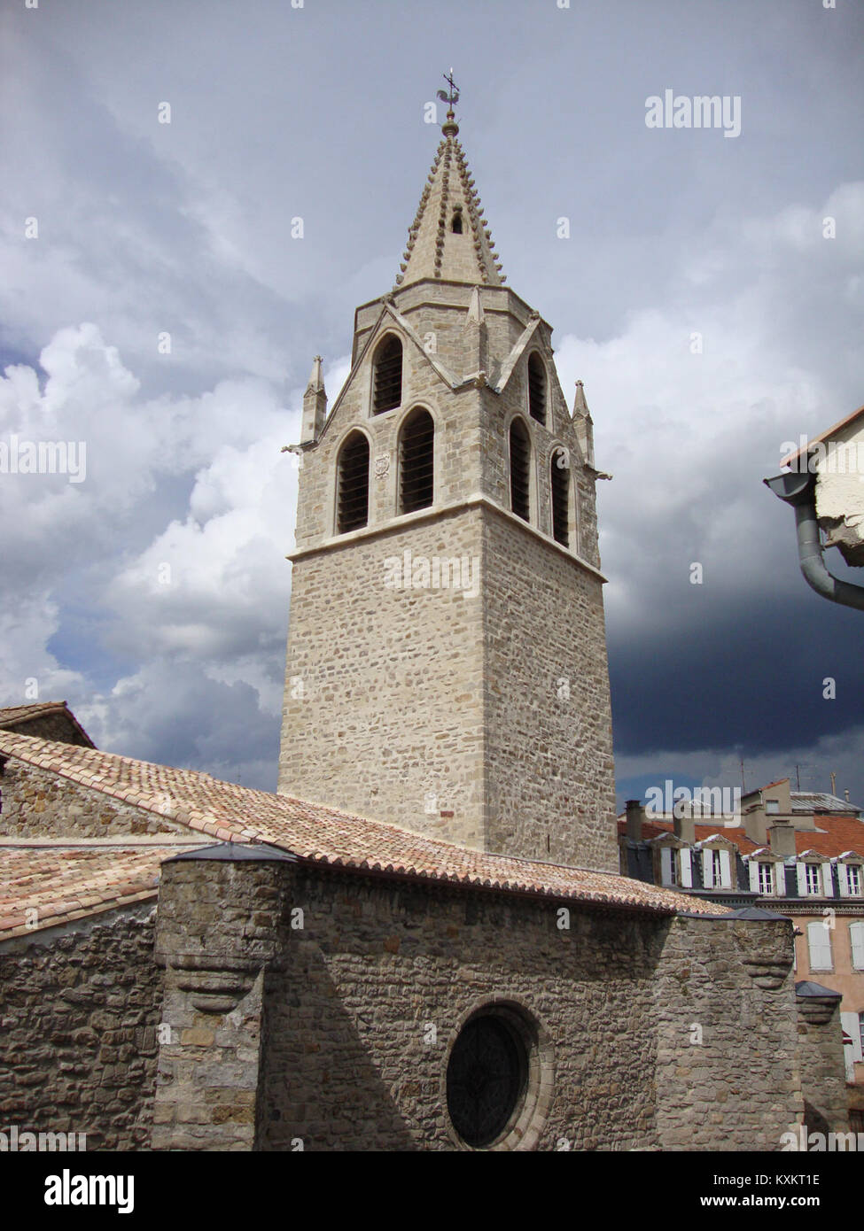 Aubenas (Ardèche, Fr) église St.Laurent, la tour Stock Photo