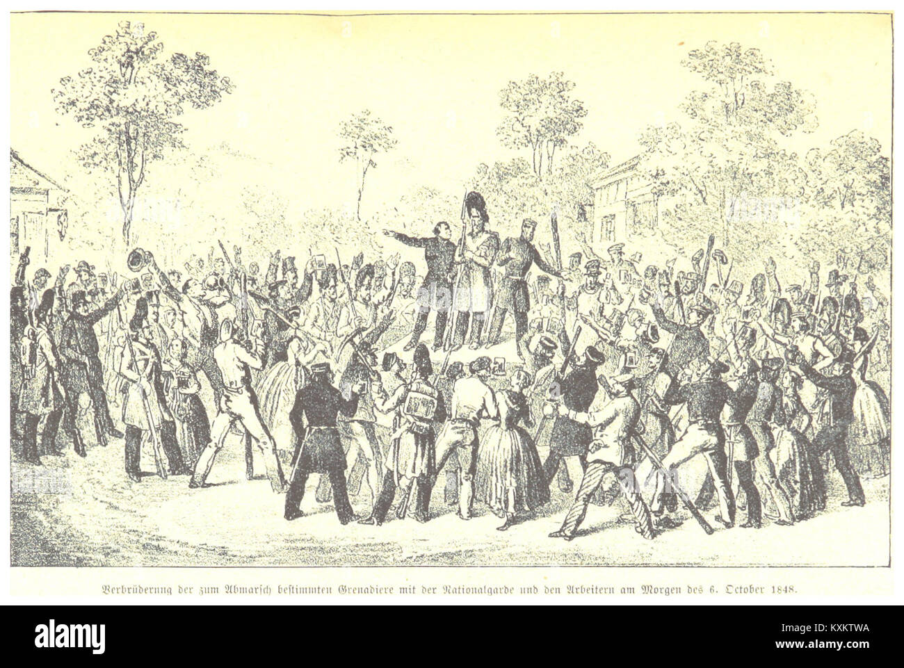A scene of fraternization on the morning of 6 October 1848 ...