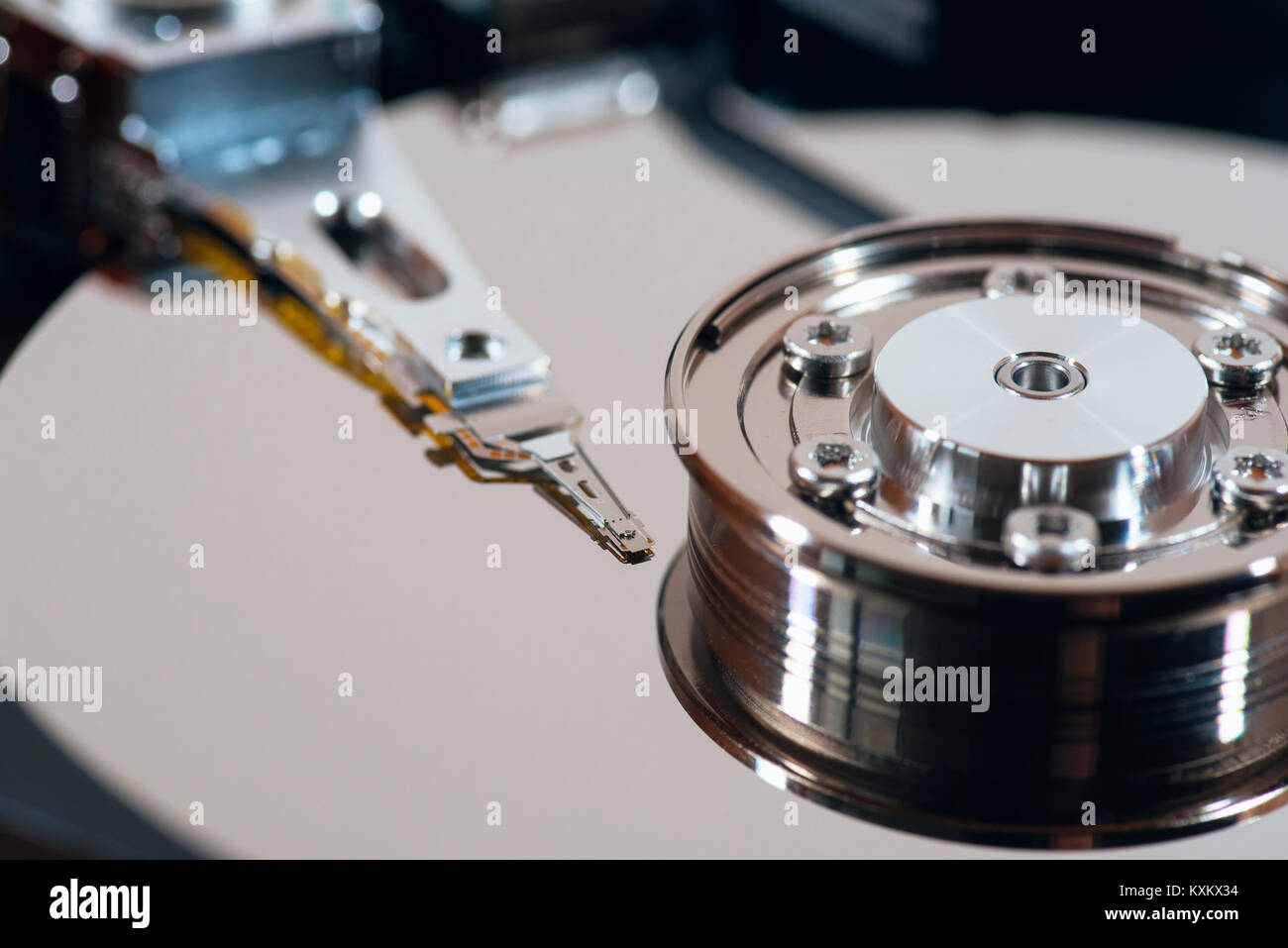 macro image of computer hard drive Stock Photo