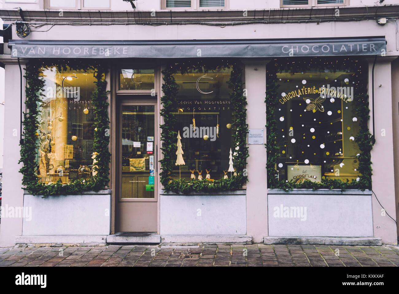 Ghent Christmas Umbrella Shop Stock Photo Alamy