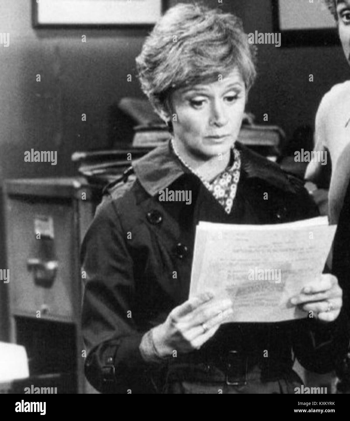 A cropped image of the 1975 American TV series 'Barney Miller'. This image highlights a key moment or character from the series, which centered around the daily life of police officers in New York City. Stock Photo