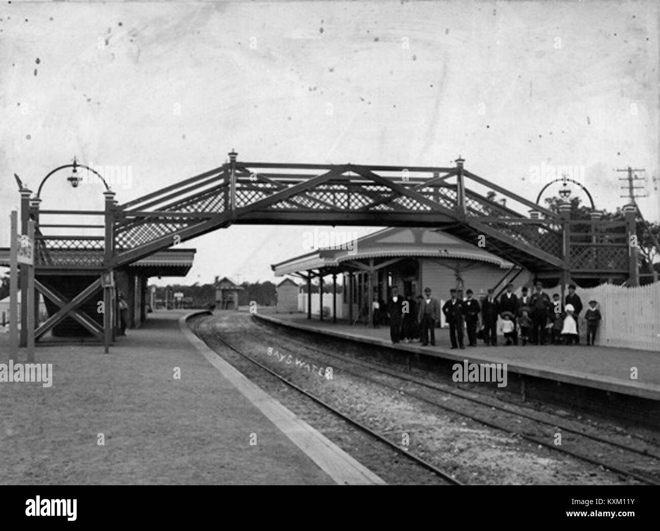 Bayswater Railway Station, around the year 1900, was a key transportation hub in London. The station served as a focal point for both passenger and freight travel, contributing to the city's industrial expansion and urban development during the early 20th century. Stock Photo