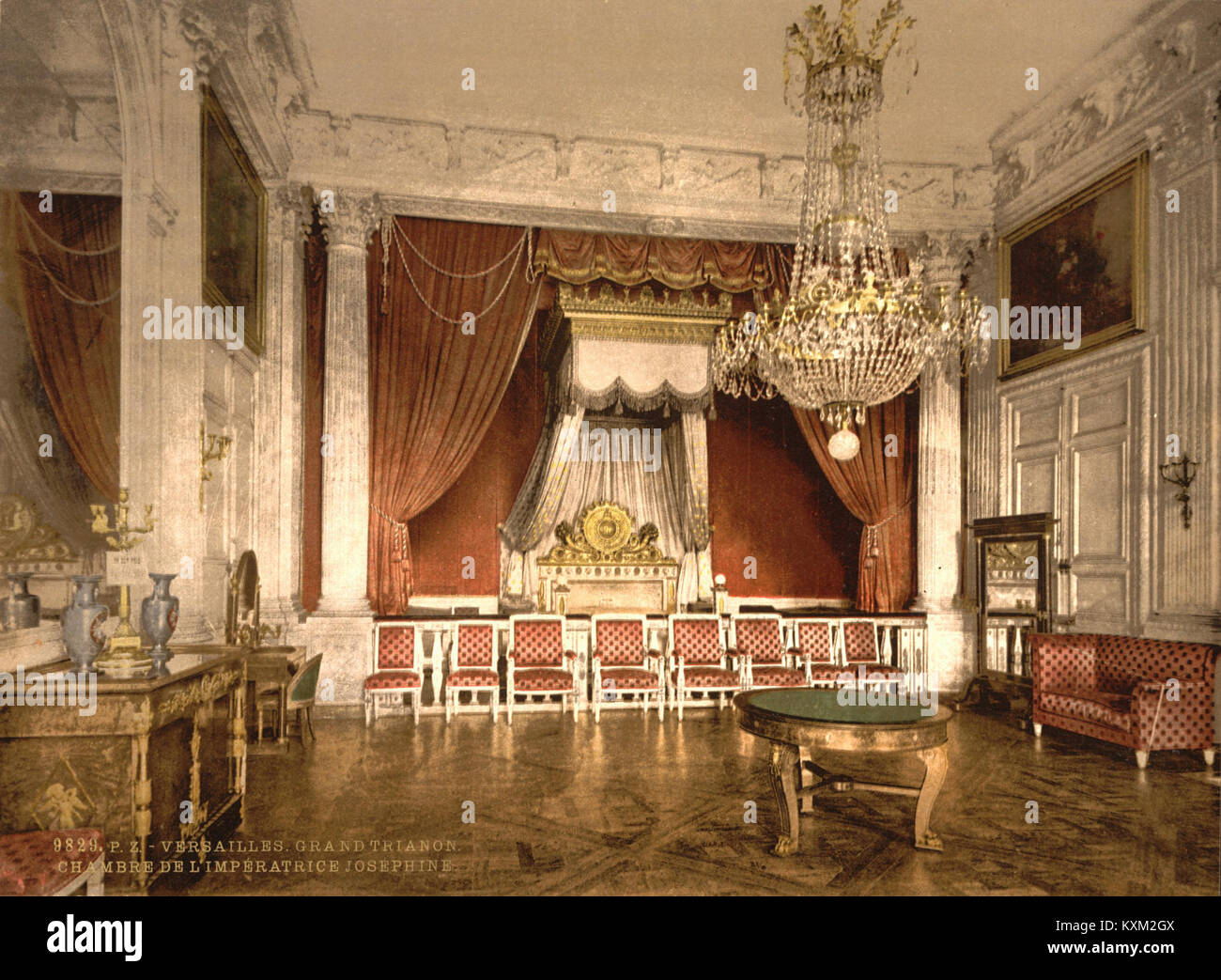 A photograph of the bedroom of Empress Joséphine at the Grand Trianon ...