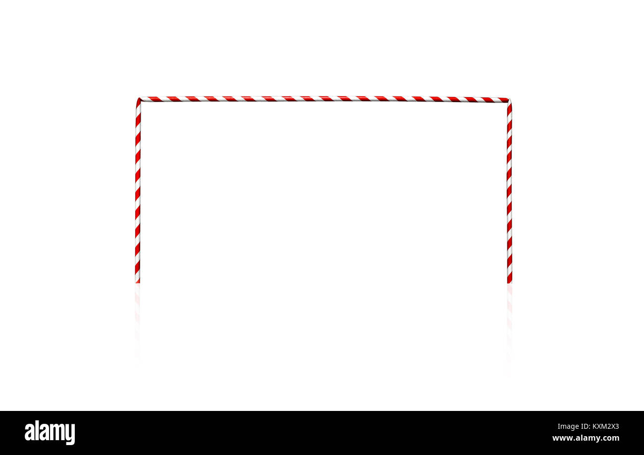 A cut out shot of a football goal made out of drinking straws Stock Photo