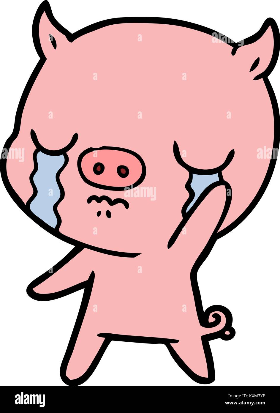 cartoon pig crying waving goodbye Stock Vector Image & Art - Alamy