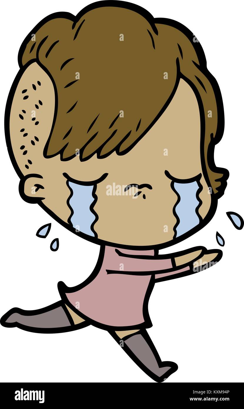 cartoon crying girl running away Stock Vector Image & Art Alamy