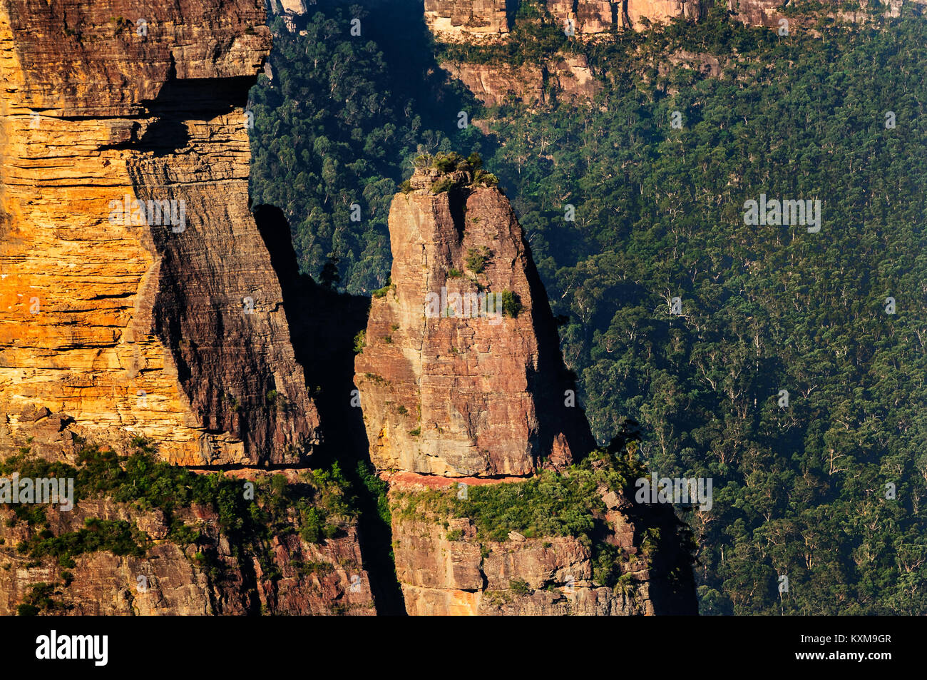 Famous Pulpit Rock in Blue Mountains National Park. Stock Photo