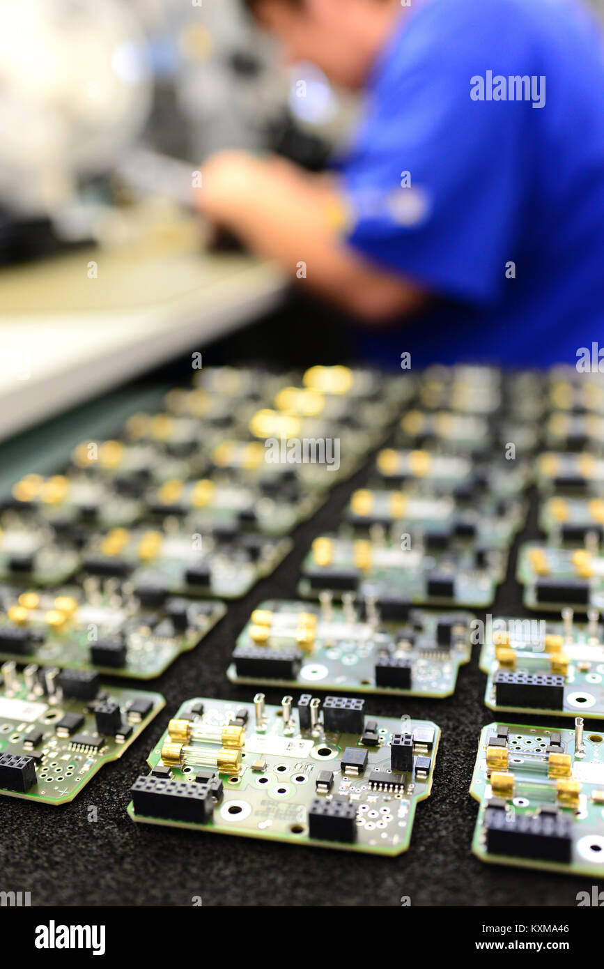 production and assembly of microelectronics in a hi-tech factory Stock Photo