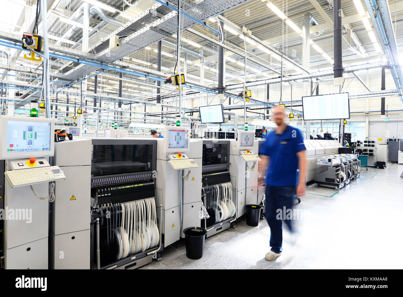 production and assembly of microelectronics in a hi-tech factory Stock Photo