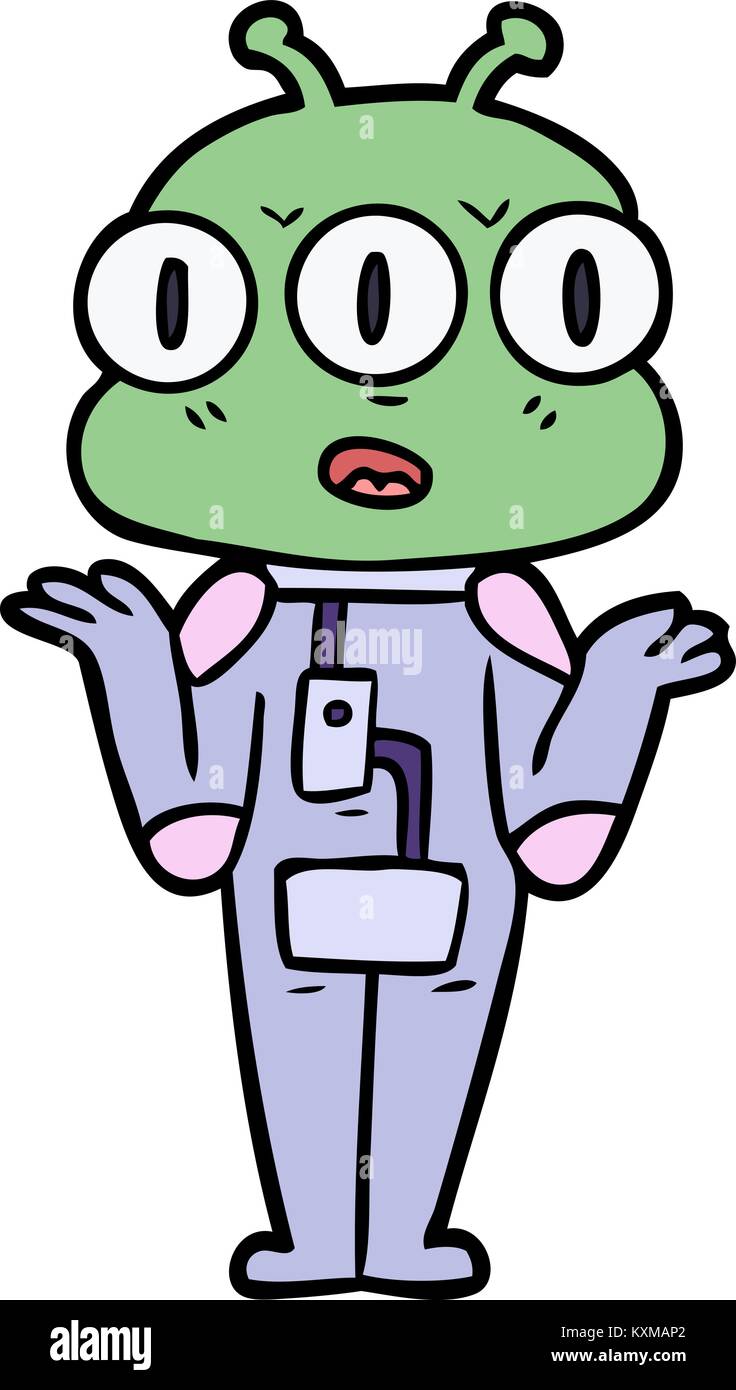 cartoon three eyed alien shrugging Stock Vector Image & Art - Alamy