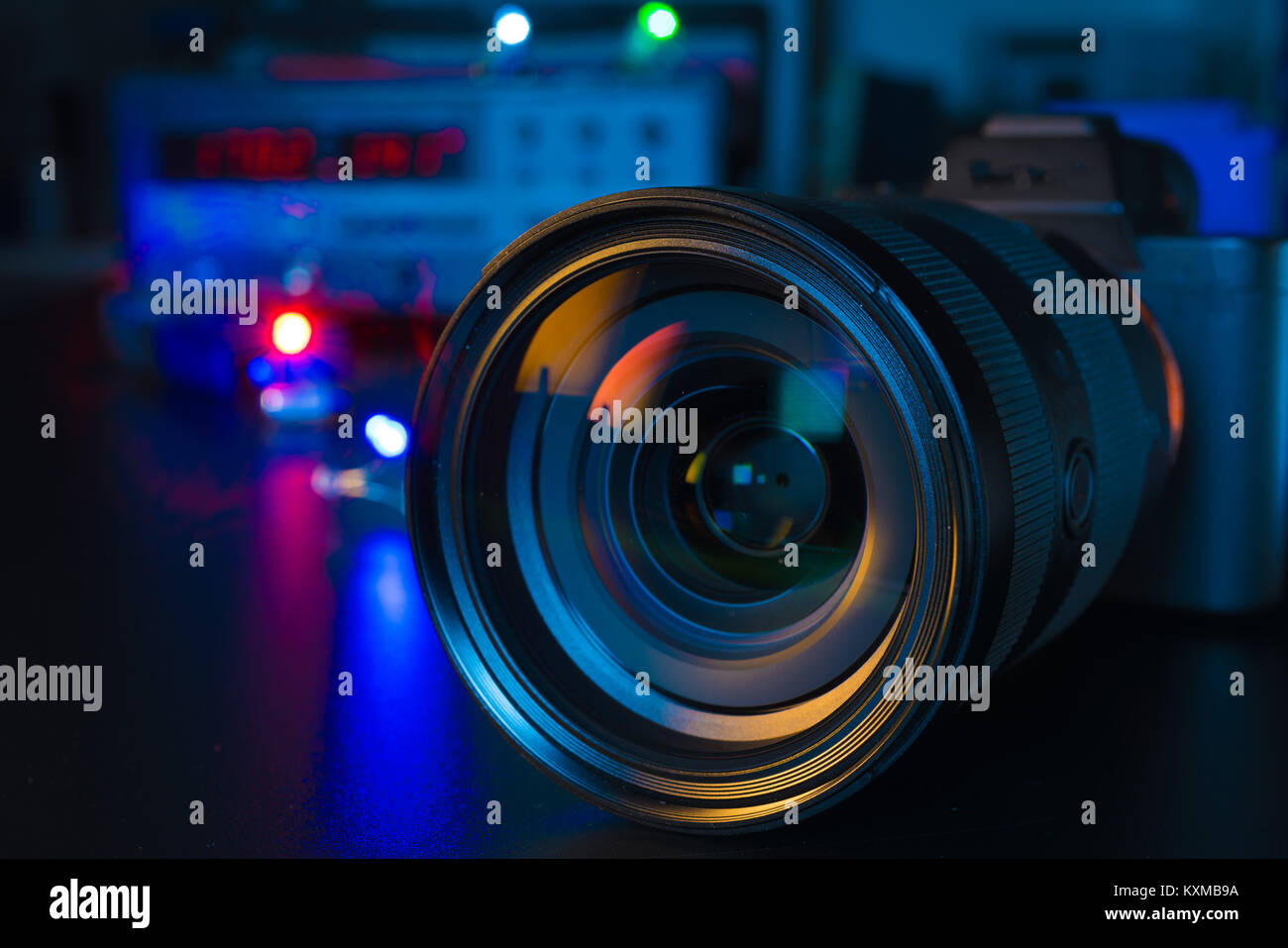 Photo Camera or Video lens close-up on black background DSLR objective  Stock Photo - Alamy