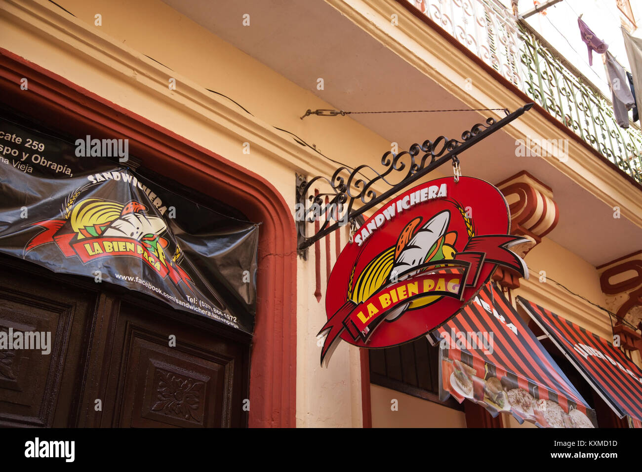 Sandwichería La Bien Paga is a sandwich shop in Havana, Cuba. Stock Photo