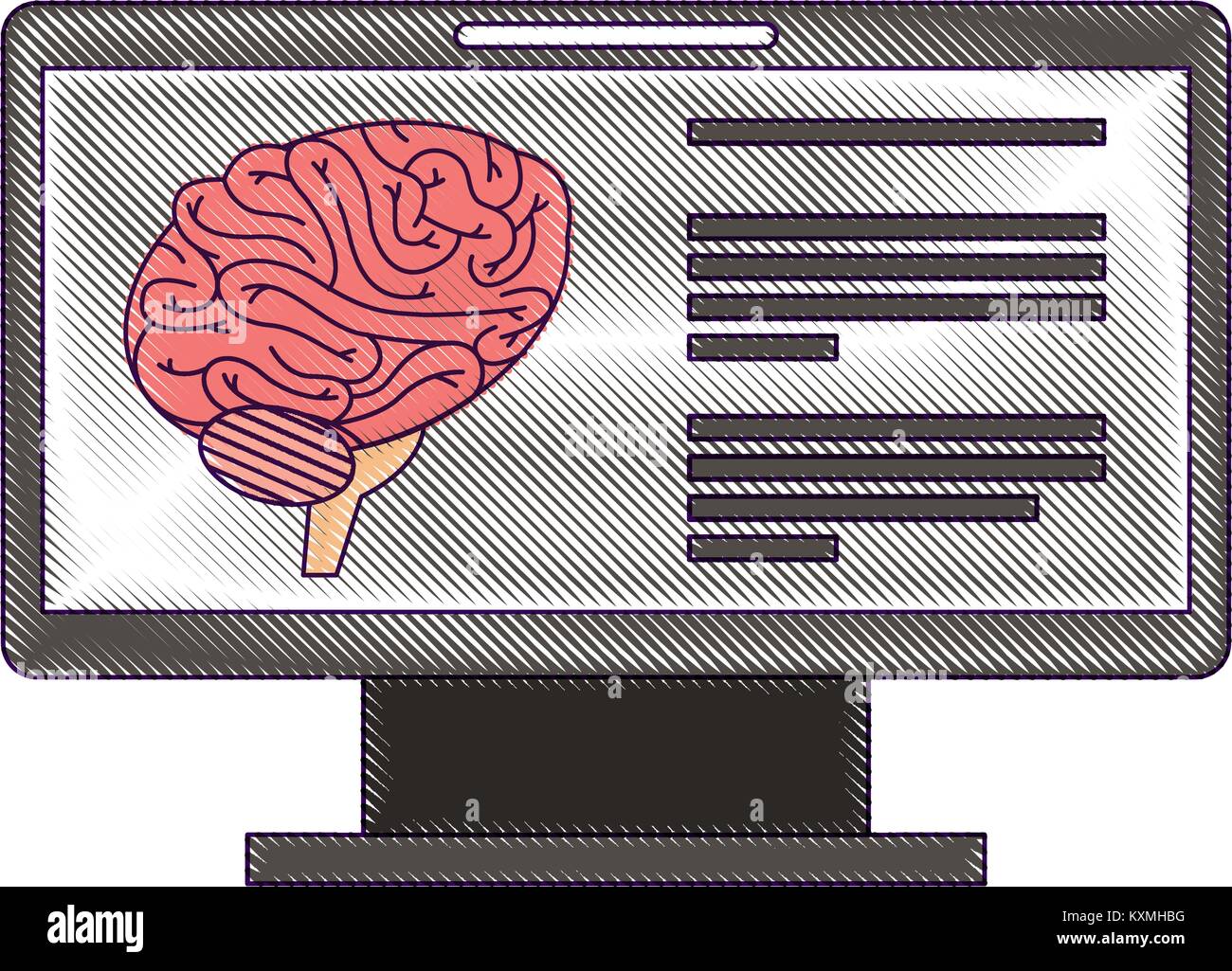 monitor computer with brain Stock Vector Image & Art Alamy