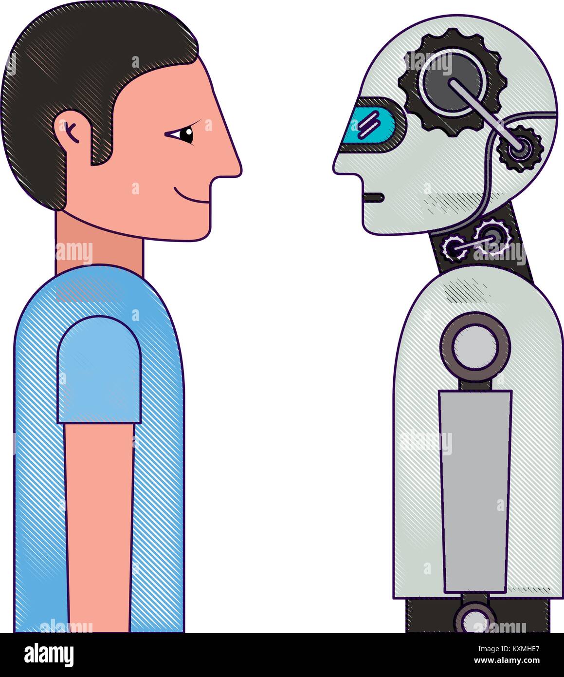 humanoid robot and person profiles Stock Vector Image & Art - Alamy