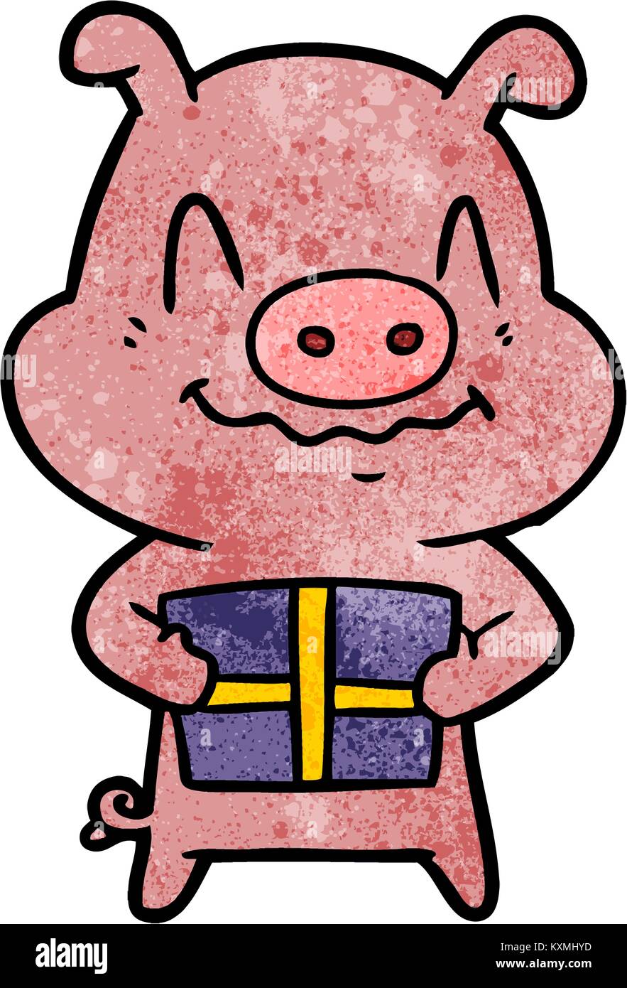 nervous cartoon pig with present Stock Vector Image & Art - Alamy