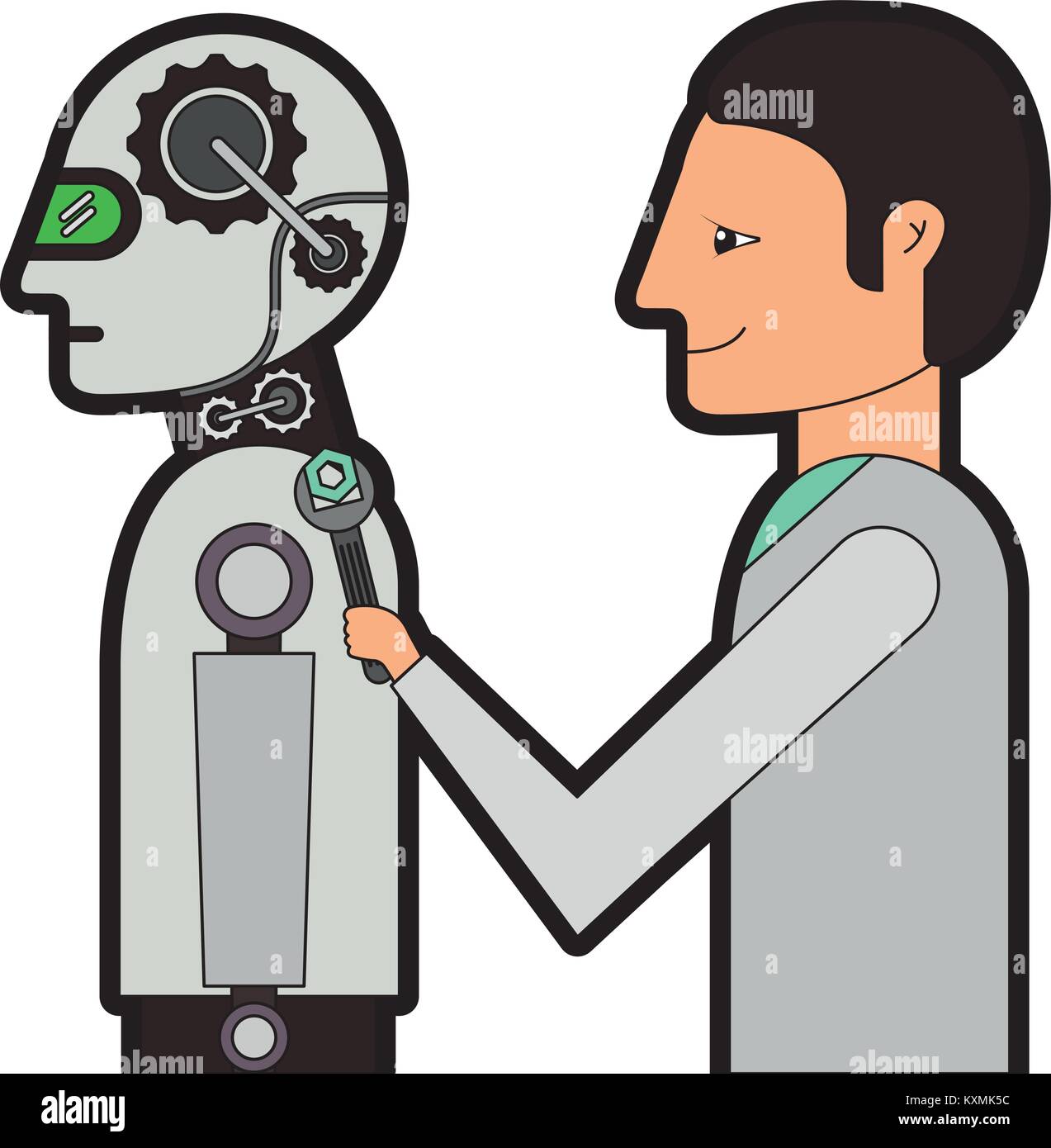 scientist repairing humanoid robot Stock Vector Image & Art - Alamy