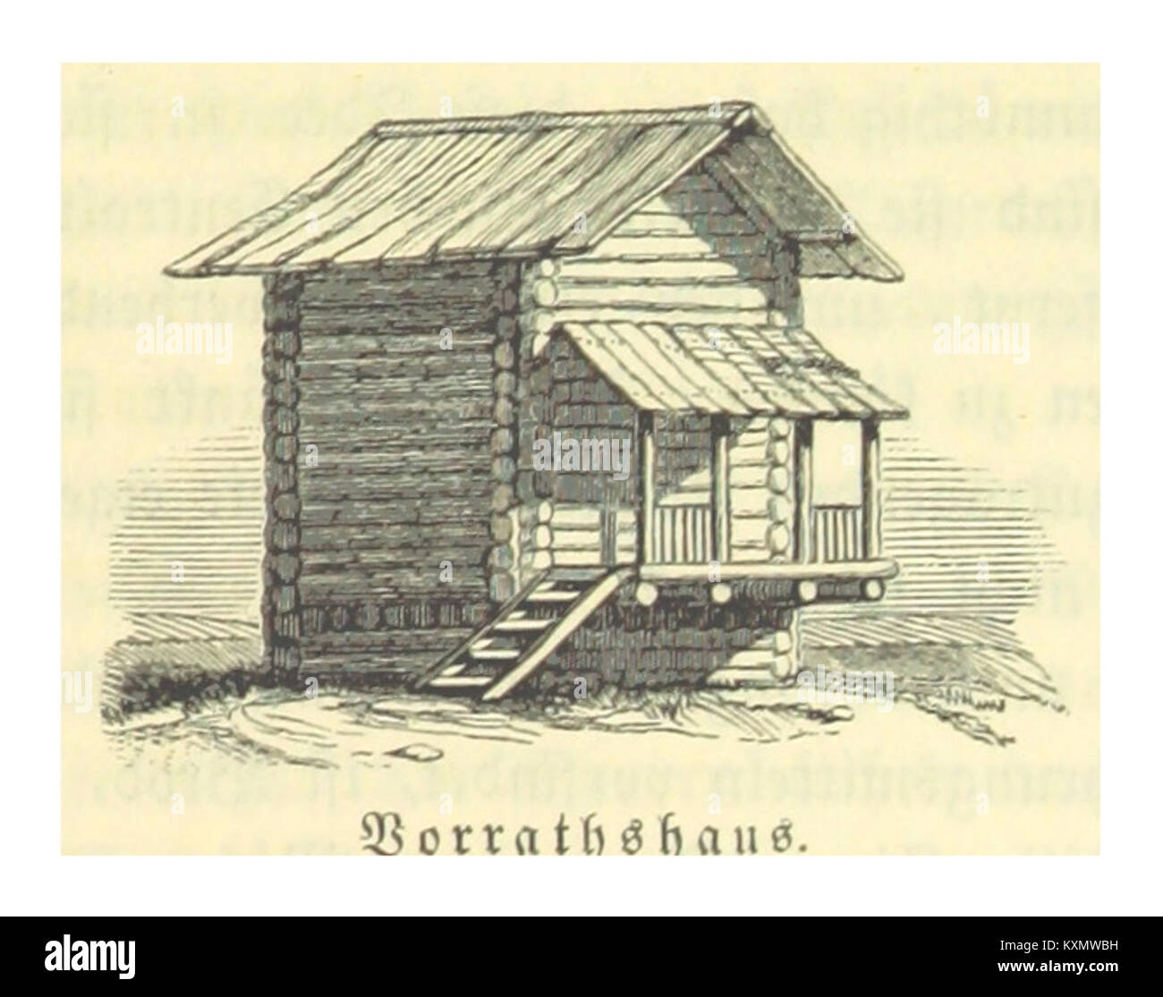 BLASIUS(1844) p1.191 Ein Speicherhaus in der Gegend von Wologda Stock Photo