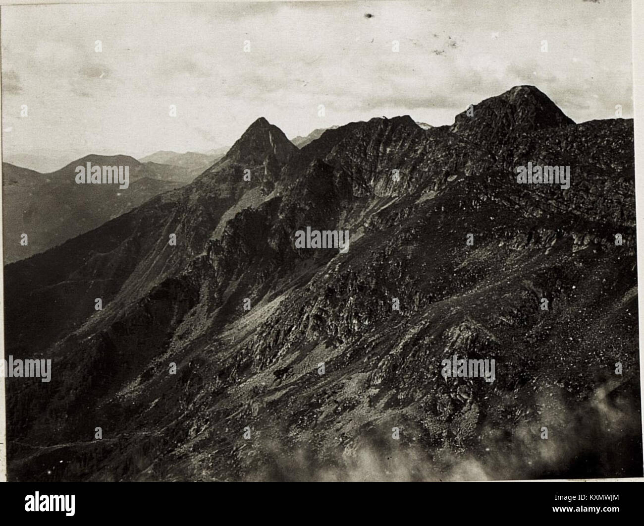 A panoramic view from Coldos Peak, showing the surrounding mountains ...