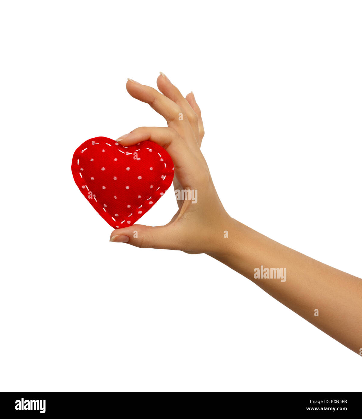 Hand holding a red heart isolated on white background Stock Photo - Alamy