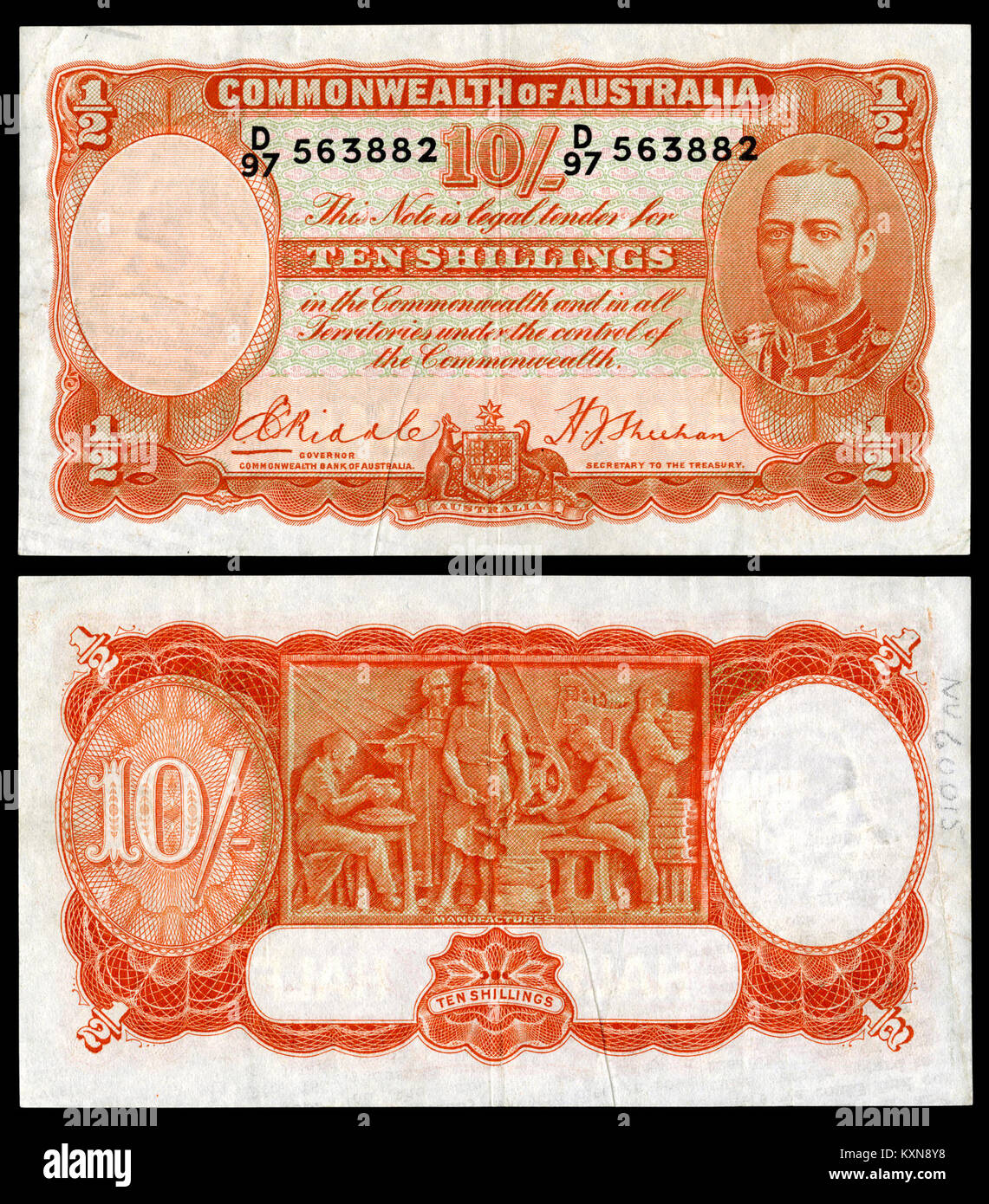 AUS-21-Commonwealth Bank of Australia-10 Shillings (1936–39) Stock Photo