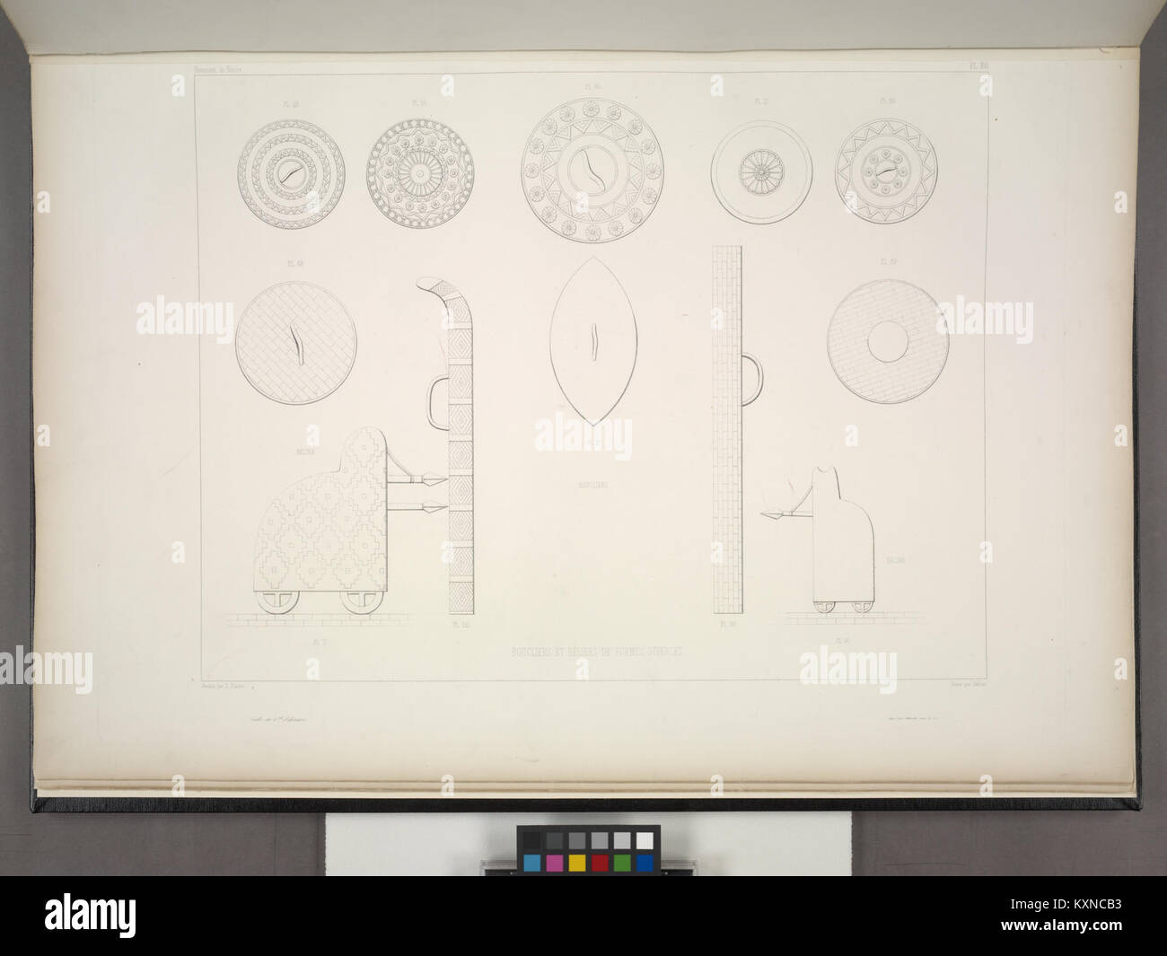 Illustration depicting various forms of shields and battering rams used ...
