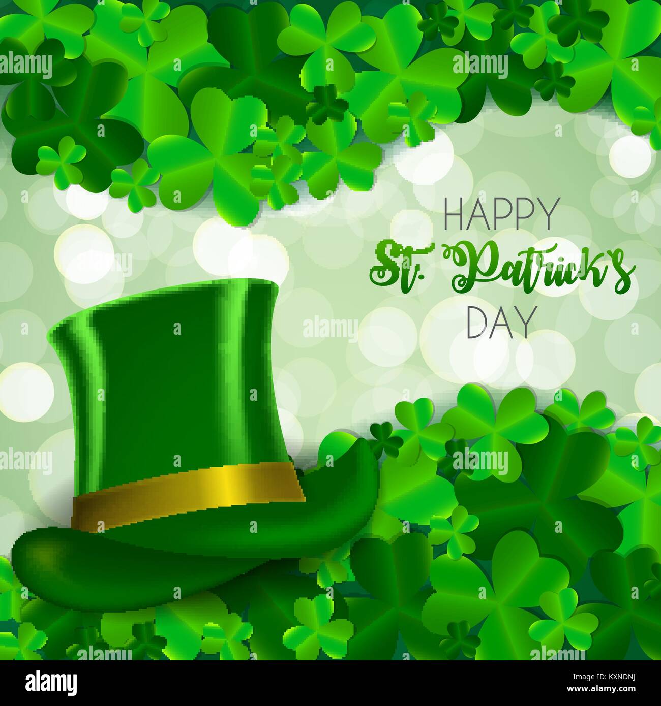 Happy Saint Patricks Day Background with Clover Leaves. Vector ...