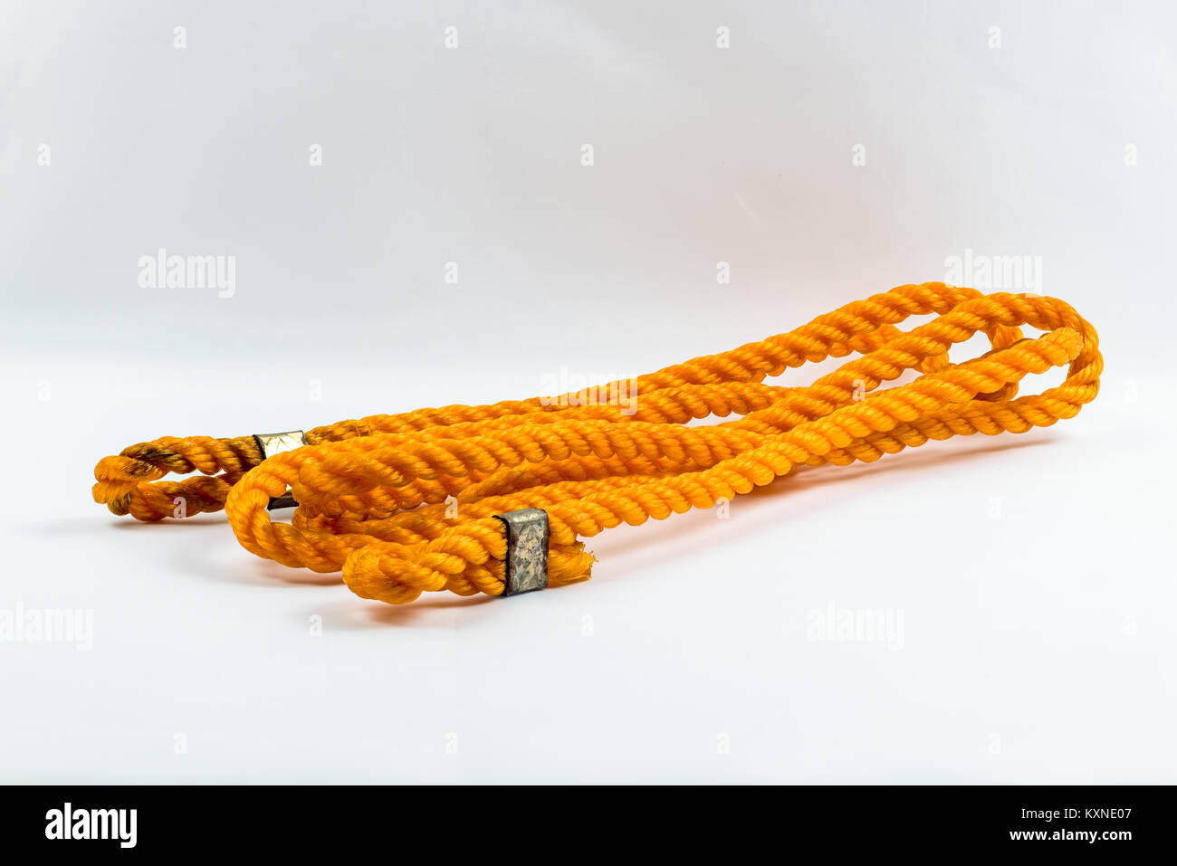 Orange nylon rope isolated on white background Stock Photo