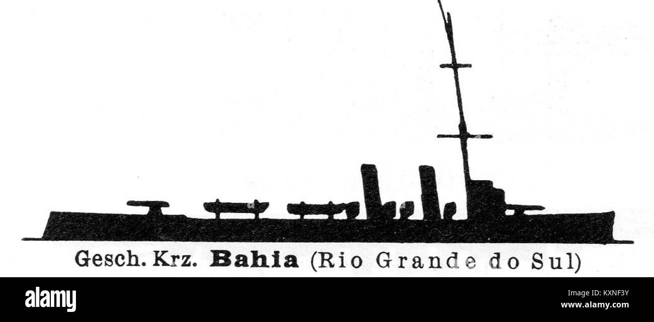 Brasilianischer Geschützter Kleiner Kreuzer BAHIA (1910-1945), Schattenriß Stock Photo